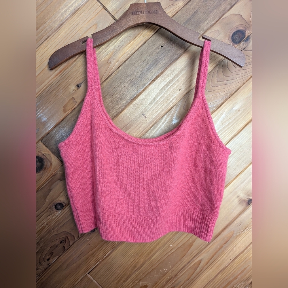 Reformation Cashmere Hot Pink Knit Cropped Tank Size Large